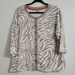 JM Collection Animal Print Button Front Cardigan Women's 3X